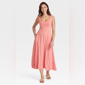 A New Day Women's Knit Ballet Midi Shift Dress Coral S